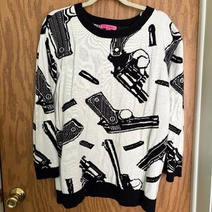 Vintage Betsey Johnson Gun Pattern Sweater M